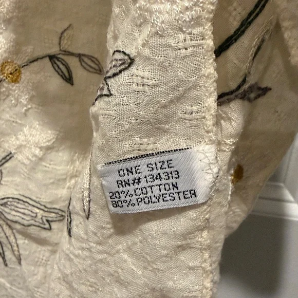 Embroidered Cream Floral Kimono Cover-Up - Picture 2 of 3